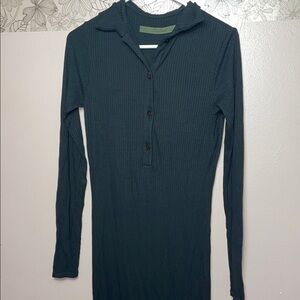 Enza Costa Black Ribbed Midi Dress